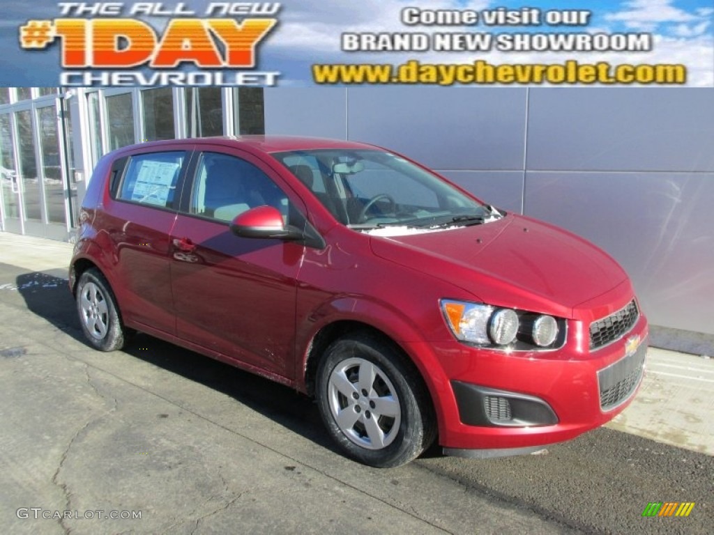 2014 Sonic LS Hatchback - Crystal Red Tintcoat / Jet Black/Dark Titanium photo #1