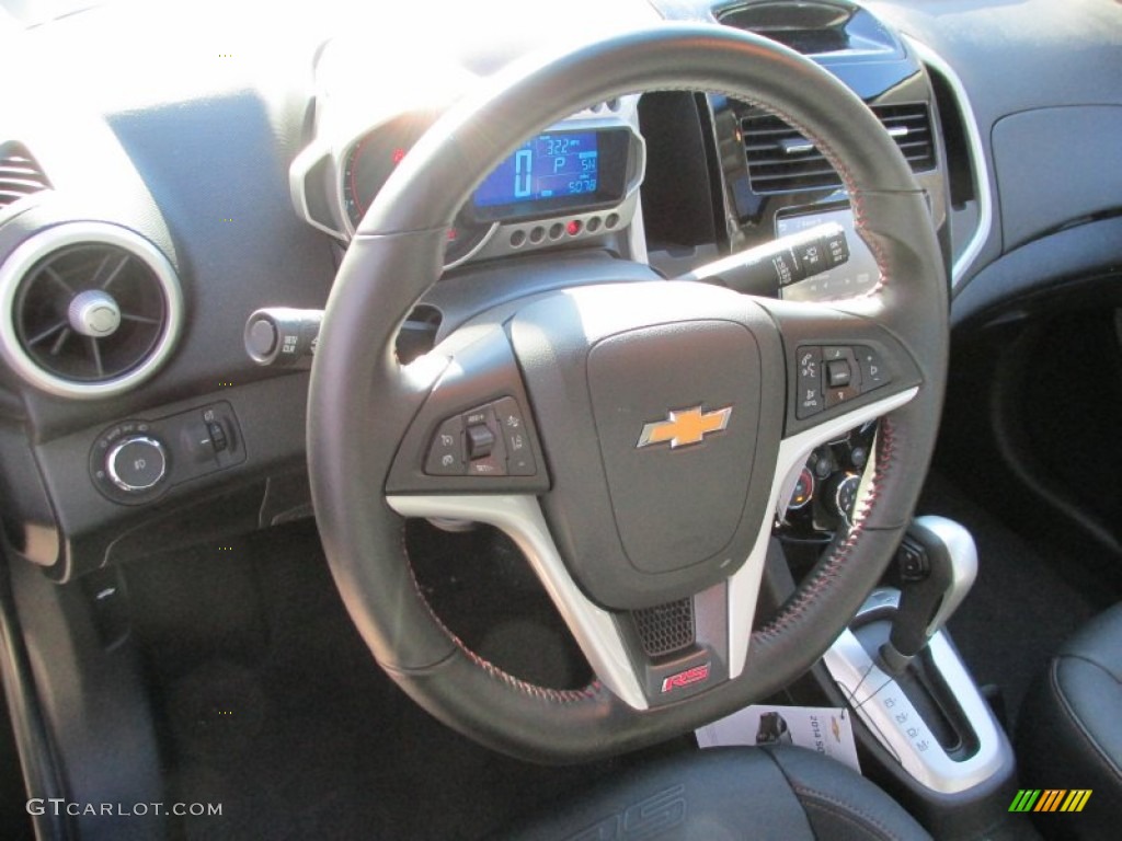 2014 Chevrolet Sonic RS Hatchback RS Jet Black Steering Wheel Photo #90156274