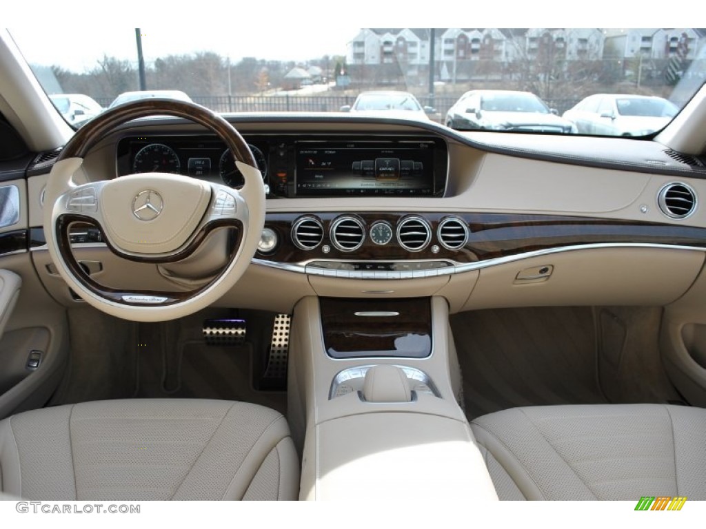 2014 Mercedes-Benz S 550 Sedan Silk Beige/Espresso Brown Dashboard Photo #90177835