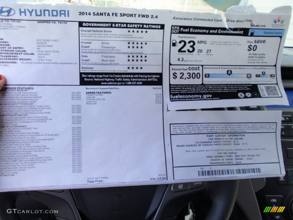 2014 Hyundai Santa Fe Sport FWD Window Sticker Photos