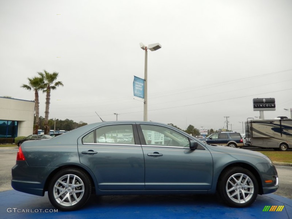 2011 Fusion SEL V6 - Steel Blue Metallic / Camel photo #6