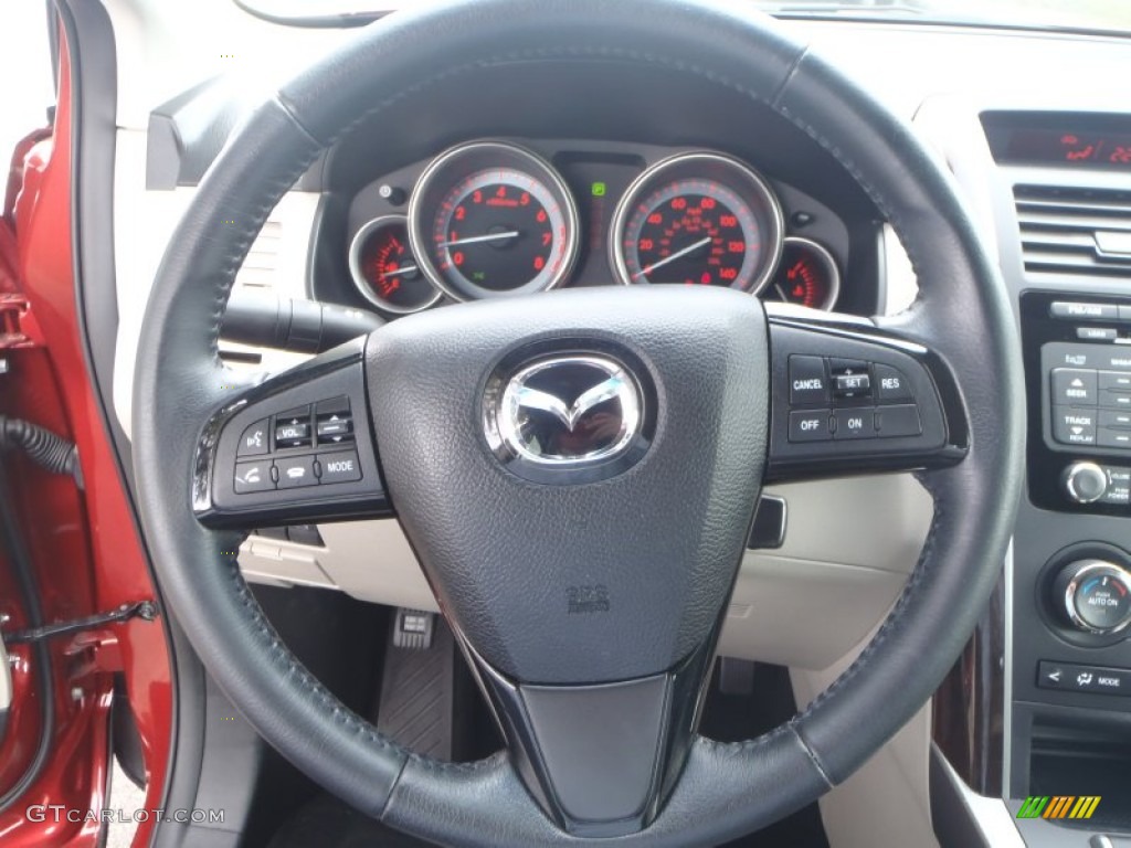2012 Mazda CX-9 Grand Touring Sand Steering Wheel Photo #90188704