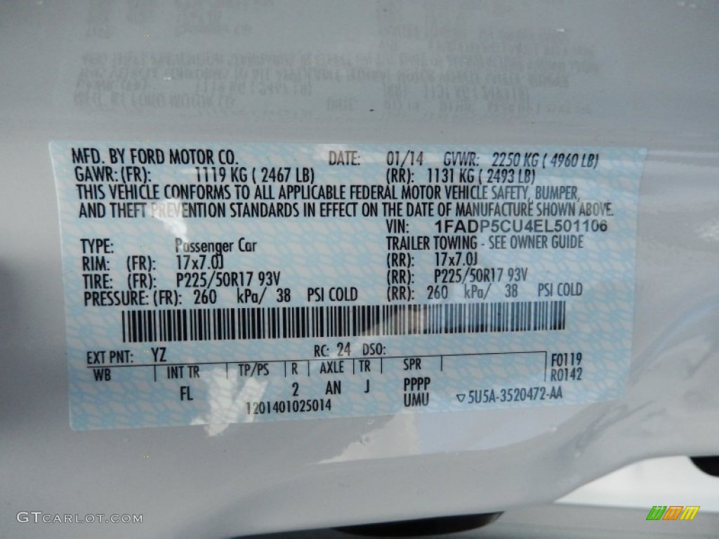 2014 C-Max Color Code YZ for Oxford White Photo #90190595