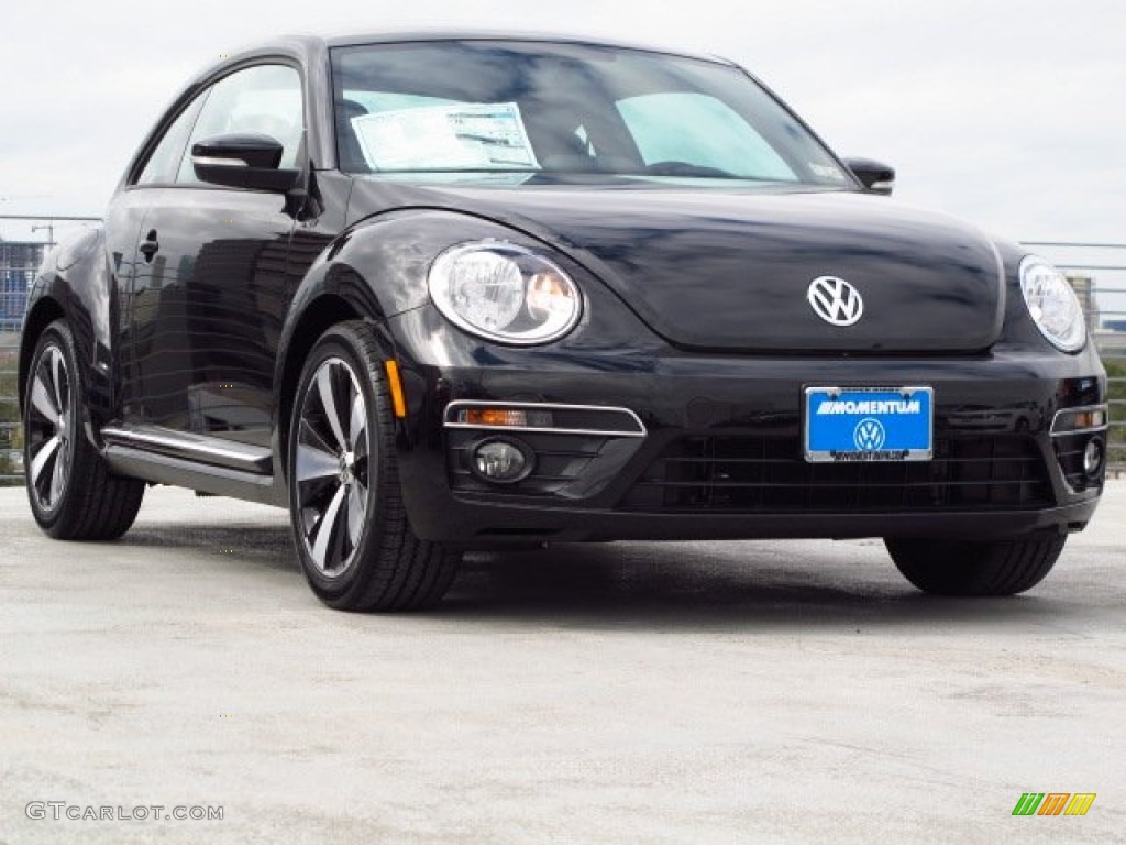 2014 Beetle R-Line - Deep Black Pearl Metallic / Black/Blue photo #1