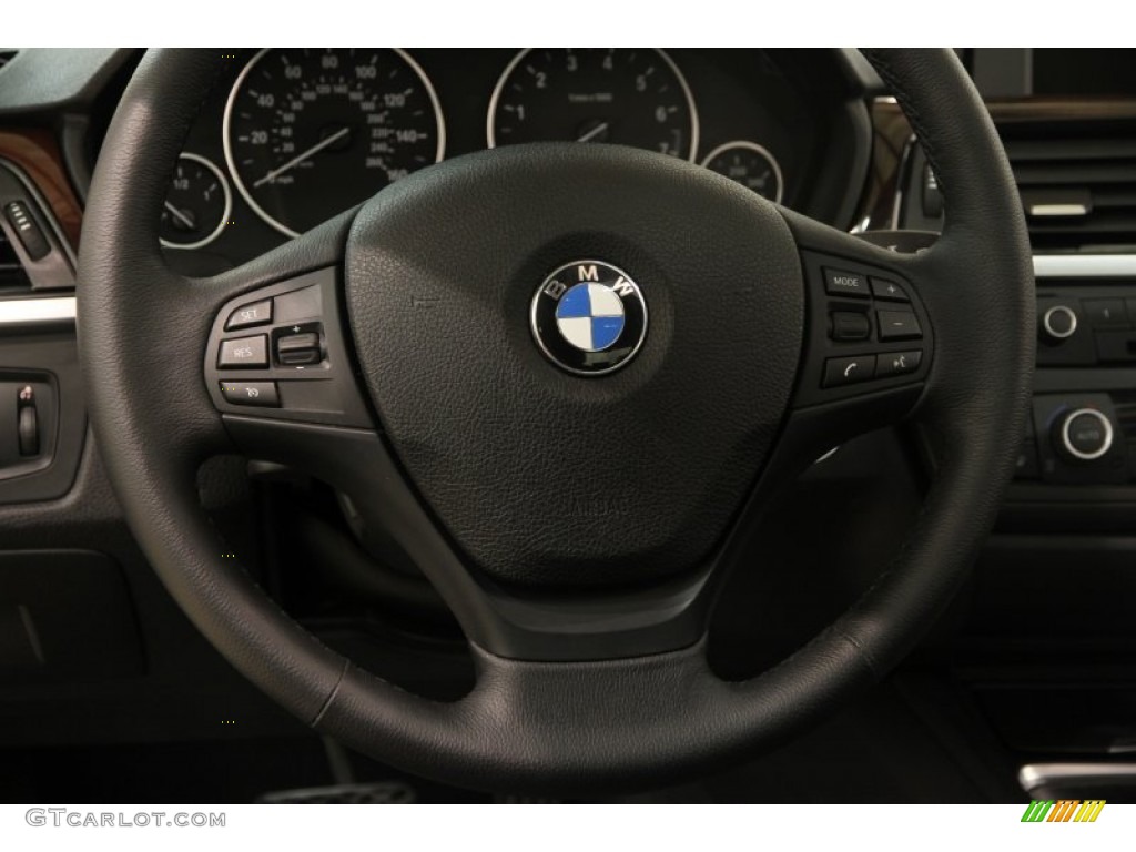 2013 BMW 3 Series 335i xDrive Sedan Black Steering Wheel Photo #90203597