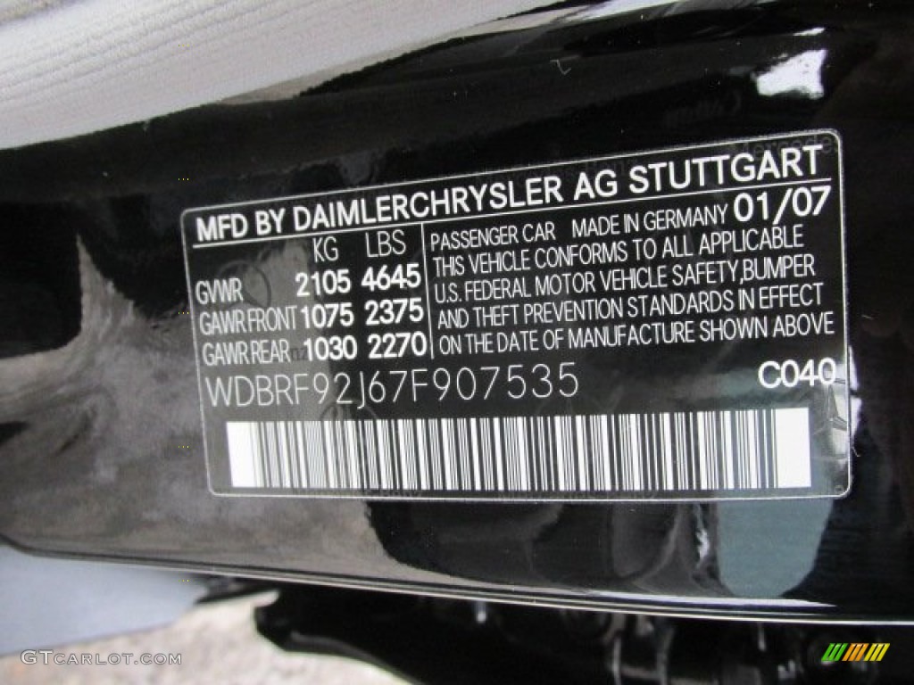 2007 Mercedes-Benz C 280 4Matic Luxury Color Code Photos