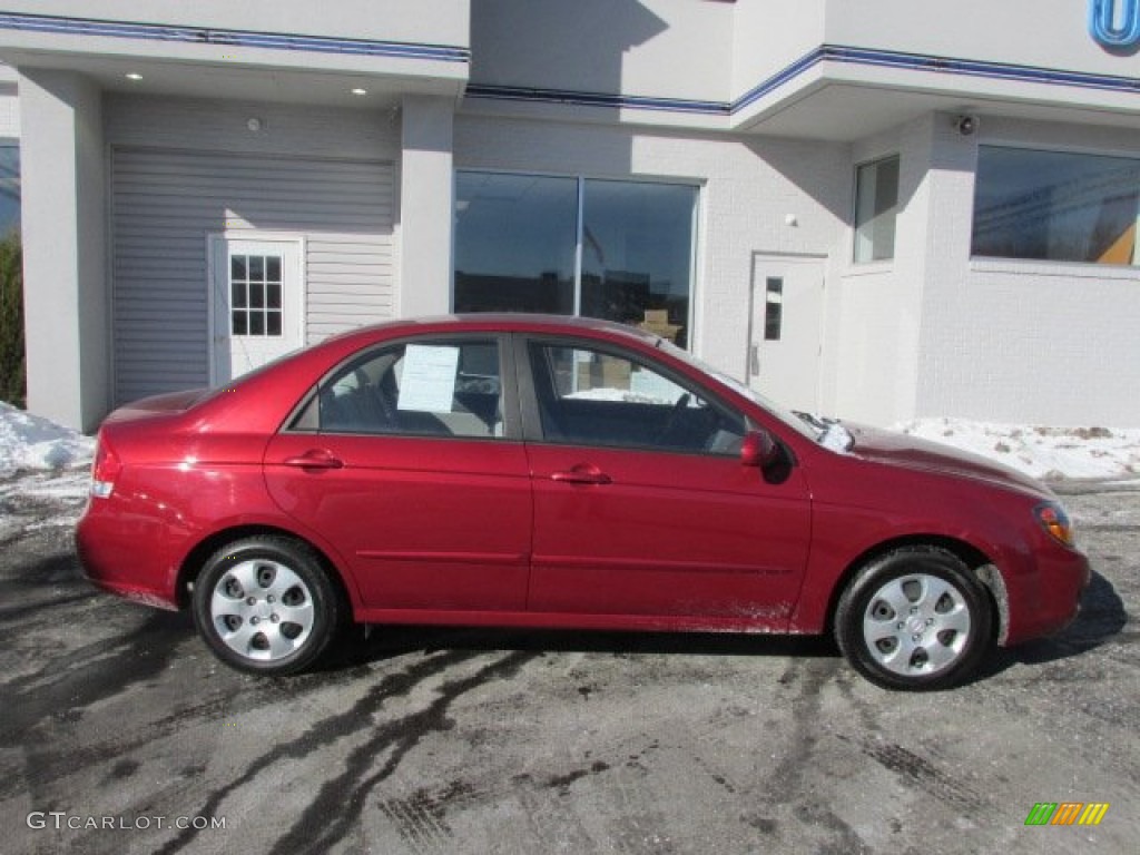 2009 Spectra EX Sedan - Spicy Red Metallic / Beige photo #2