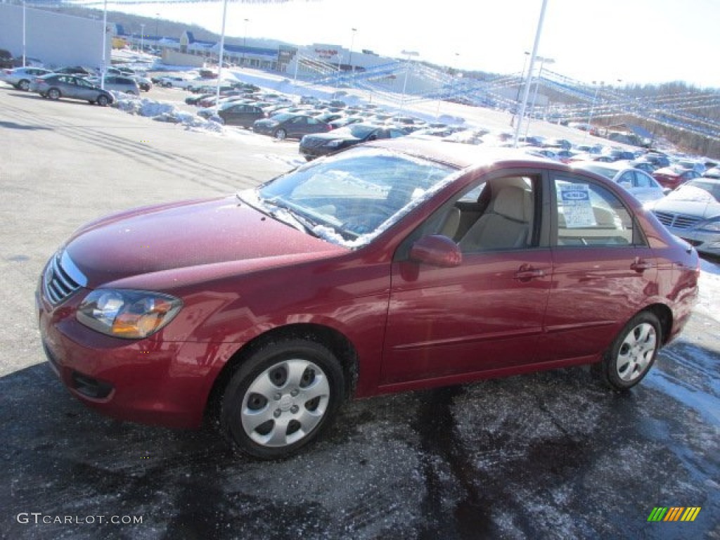 2009 Spectra EX Sedan - Spicy Red Metallic / Beige photo #5
