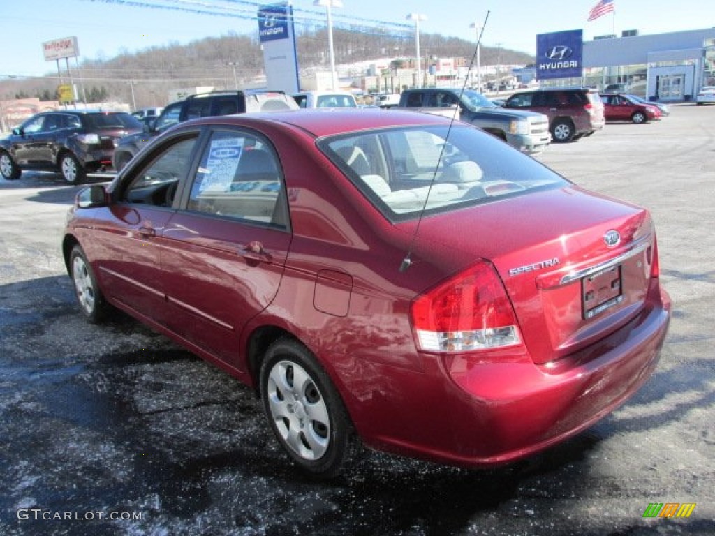 2009 Spectra EX Sedan - Spicy Red Metallic / Beige photo #6