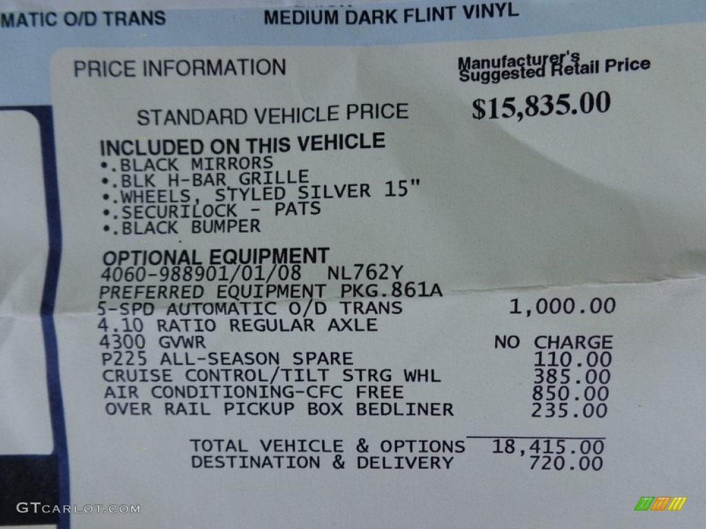 2009 Ford Ranger XL Regular Cab Window Sticker Photo #90219086