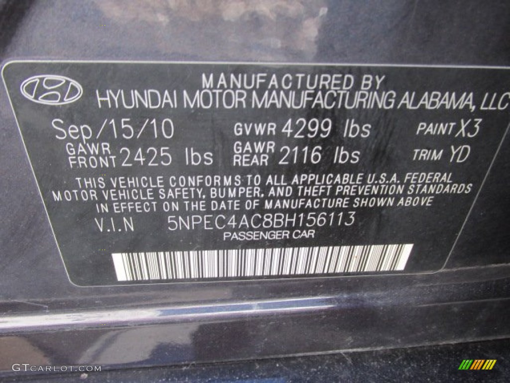 2011 Sonata Limited - Black Plum Pearl / Camel photo #24
