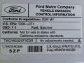 2009 Ford Ranger XL Regular Cab Info Tag