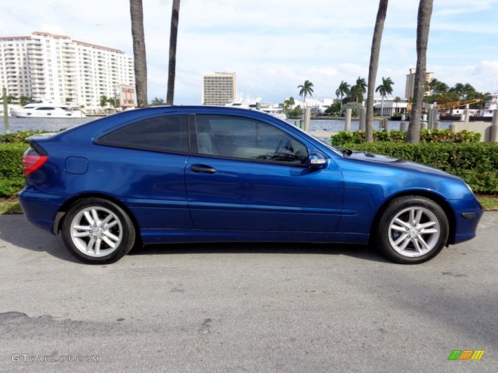 2002 C 230 Kompressor Coupe - Orion Blue Metallic / Oyster photo #12