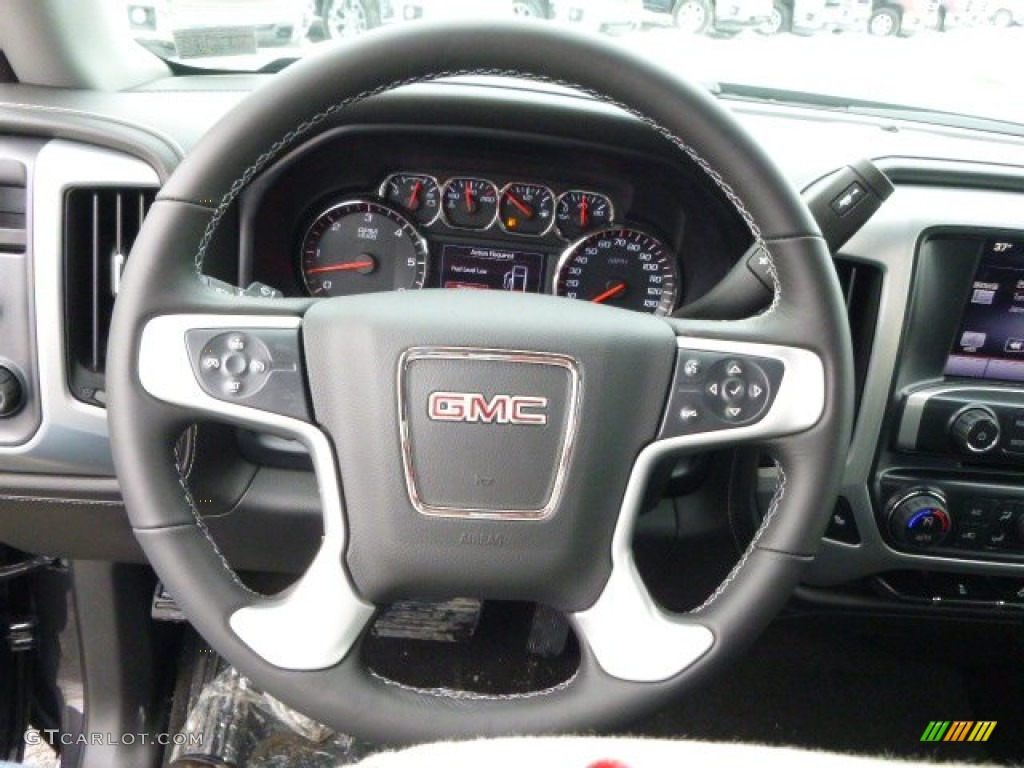 2014 GMC Sierra 1500 SLE Double Cab 4x4 Jet Black Steering Wheel Photo #90230840