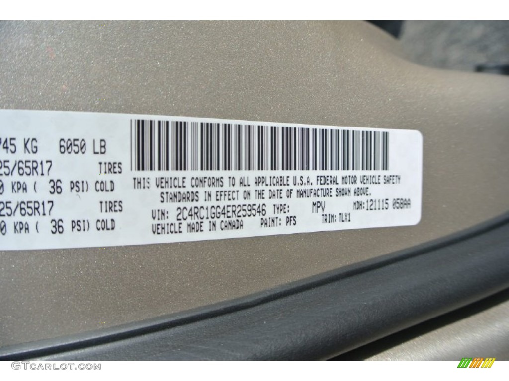 2014 Chrysler Town & Country Limited Color Code Photos