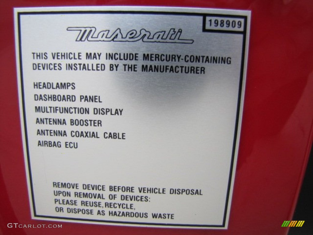 2006 Maserati GranSport Coupe Info Tag Photo #90238379