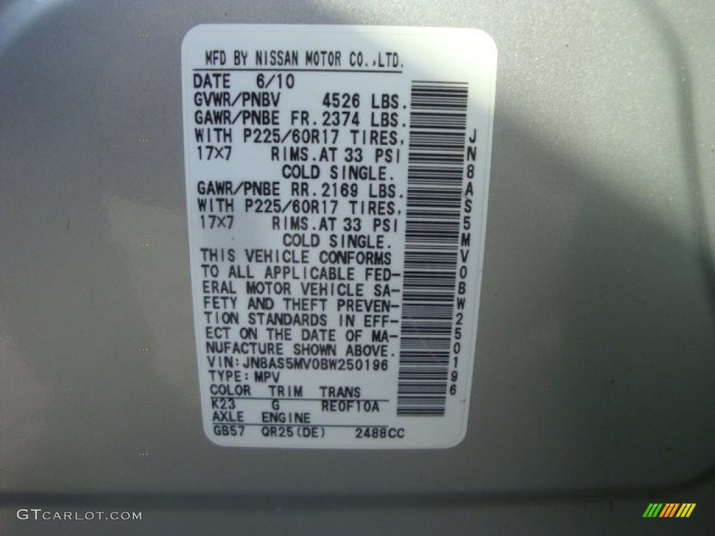 2011 Rogue SV AWD - Silver Ice Metallic / Black photo #24