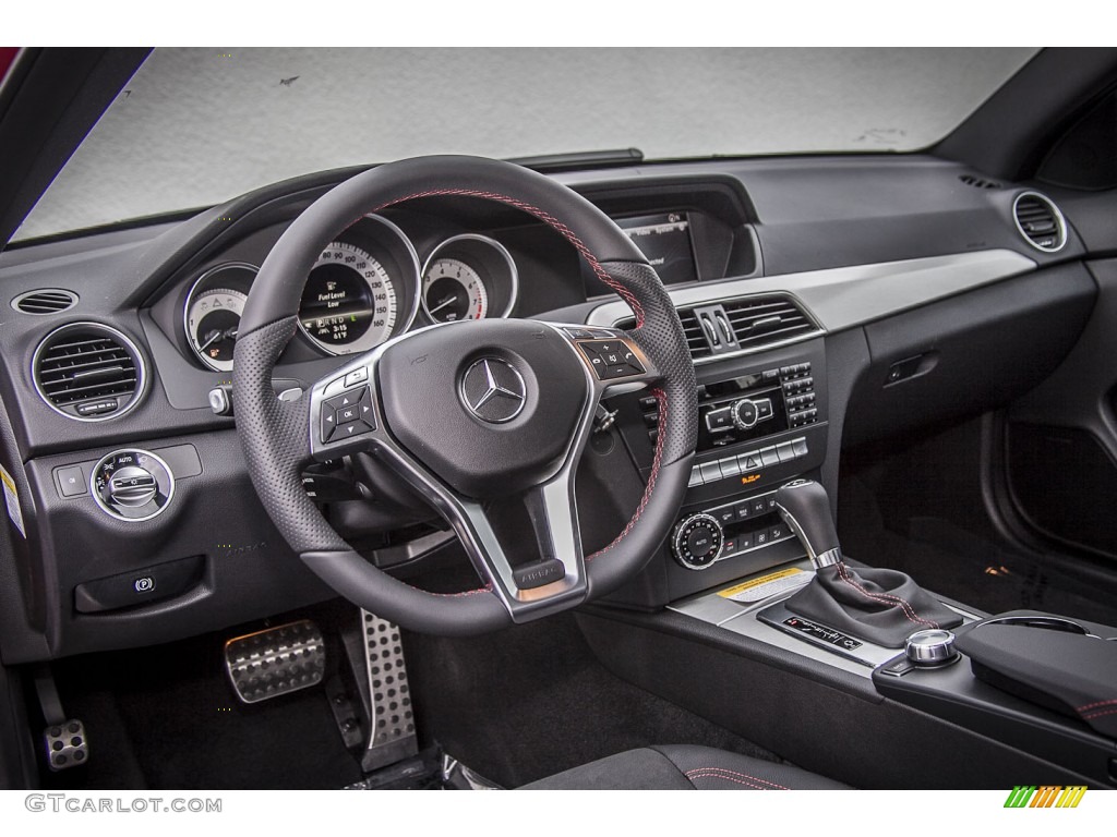 2014 Mercedes-Benz C 250 Coupe Black/Red Stitch w/DINAMICA Inserts Dashboard Photo #90242055