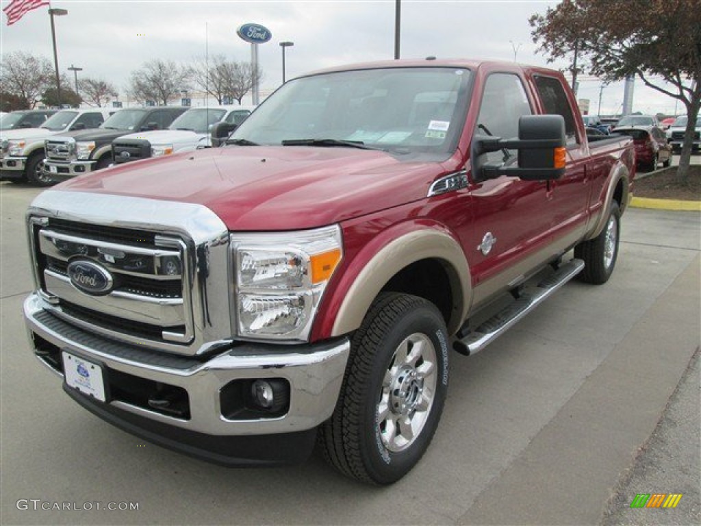 2014 F250 Super Duty XLT Crew Cab 4x4 - Ruby Red Metallic / Adobe photo #1