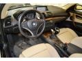 Savanna Beige/Black Boston Leather 2009 BMW 1 Series 128i Coupe Interior Color