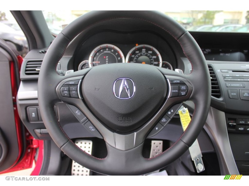 2014 Acura TSX Special Edition Sedan Ebony Steering Wheel Photo #90251202