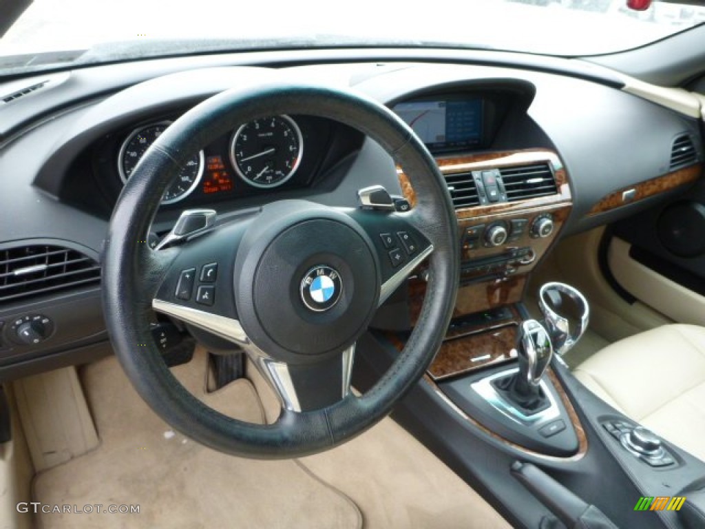 2009 BMW 6 Series 650i Convertible Cream Beige Dakota Leather Dashboard Photo #90252159