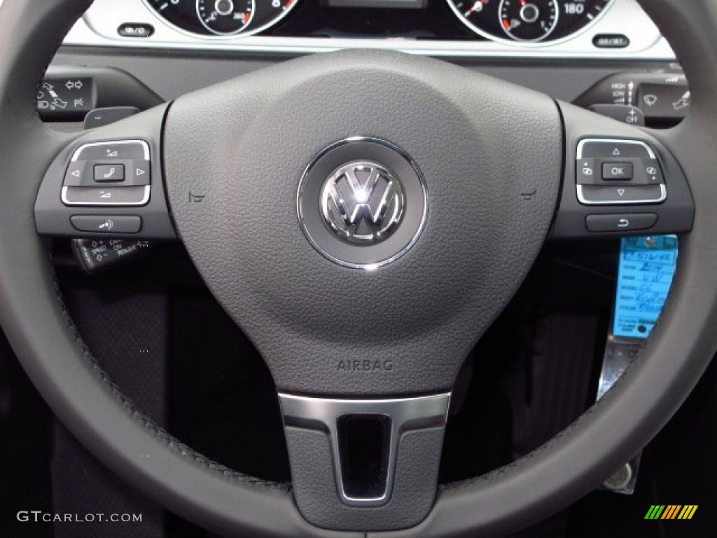 2014 Volkswagen CC R-Line Black Steering Wheel Photo #90253380