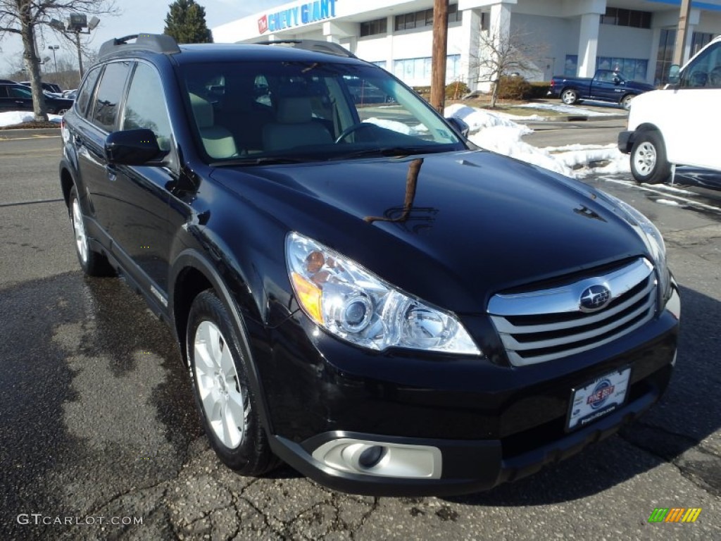 2011 Outback 2.5i Premium Wagon - Crystal Black Silica / Warm Ivory photo #3