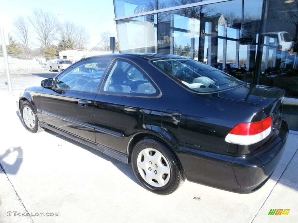 2000 Civic EX Coupe - Flamenco Black Pearl / Dark Gray photo #2