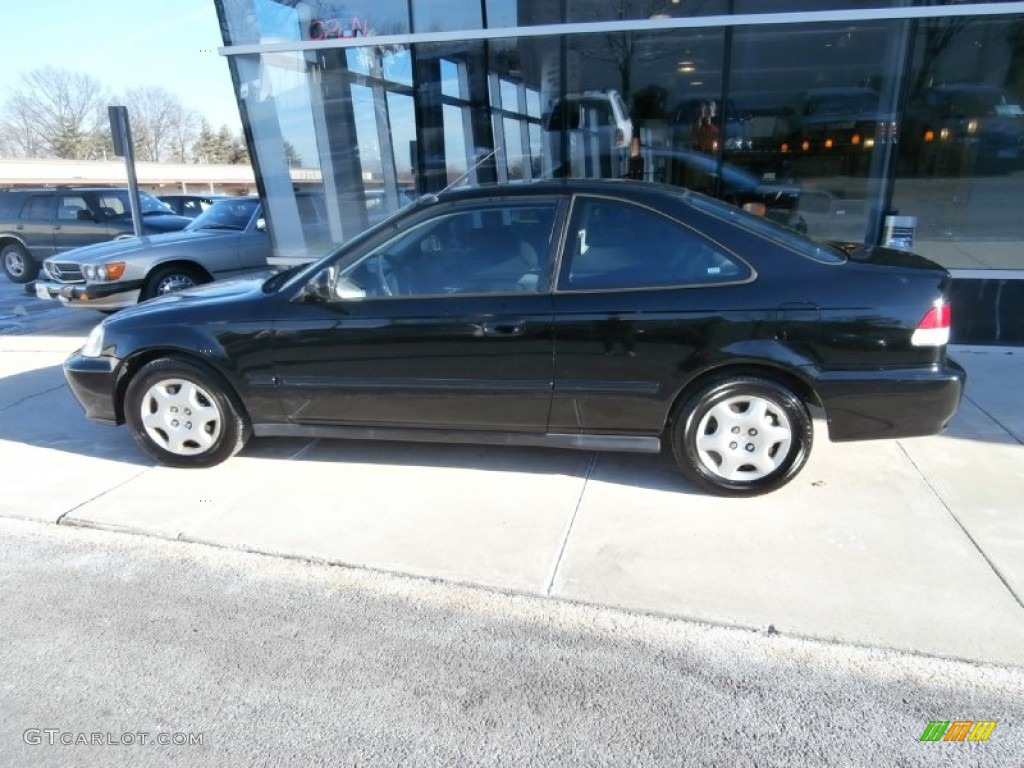 2000 Civic EX Coupe - Flamenco Black Pearl / Dark Gray photo #3