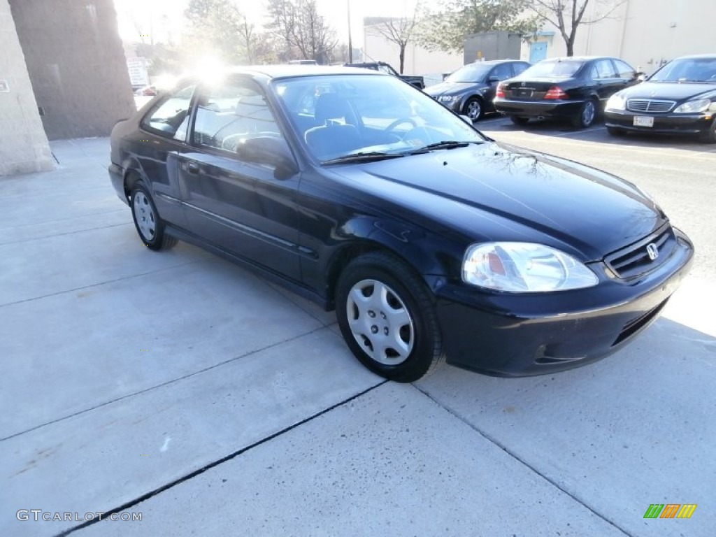 2000 Civic EX Coupe - Flamenco Black Pearl / Dark Gray photo #5