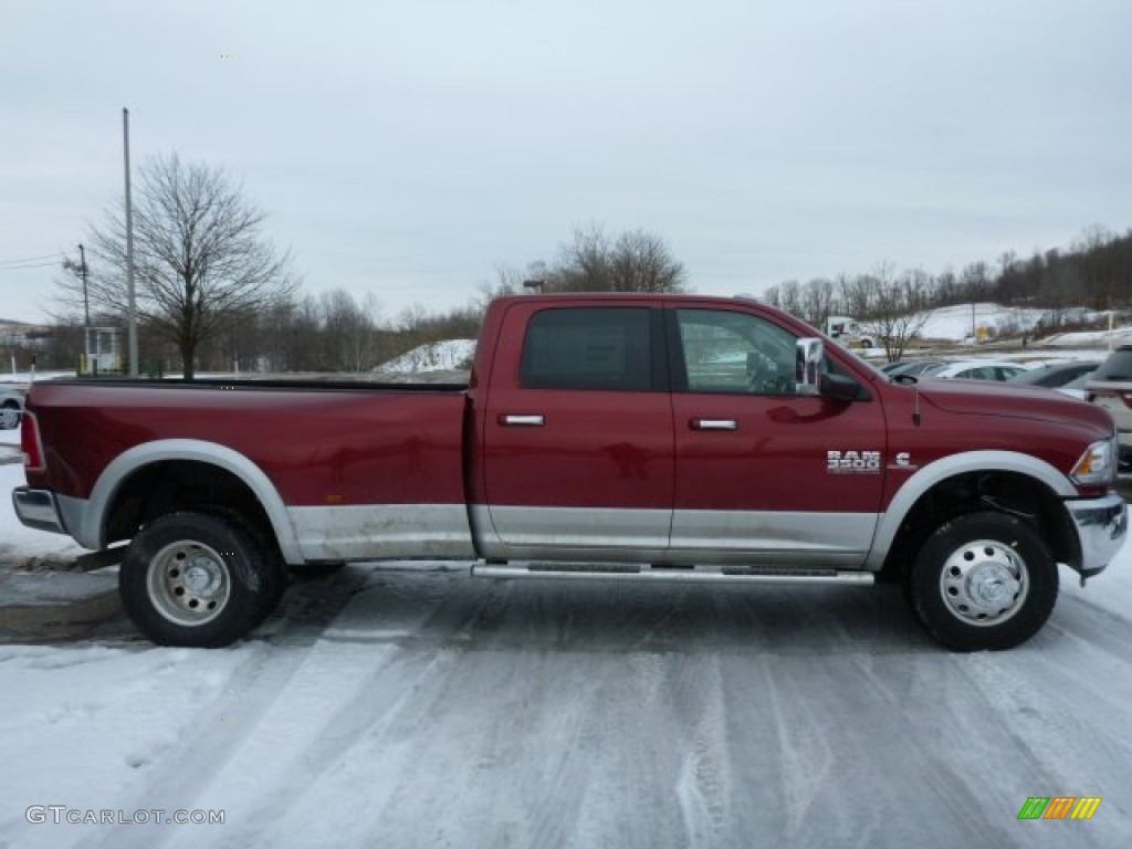 2014 3500 Laramie Crew Cab 4x4 Dually - Deep Cherry Red Crystal Pearl / Canyon Brown/Light Frost Beige photo #7