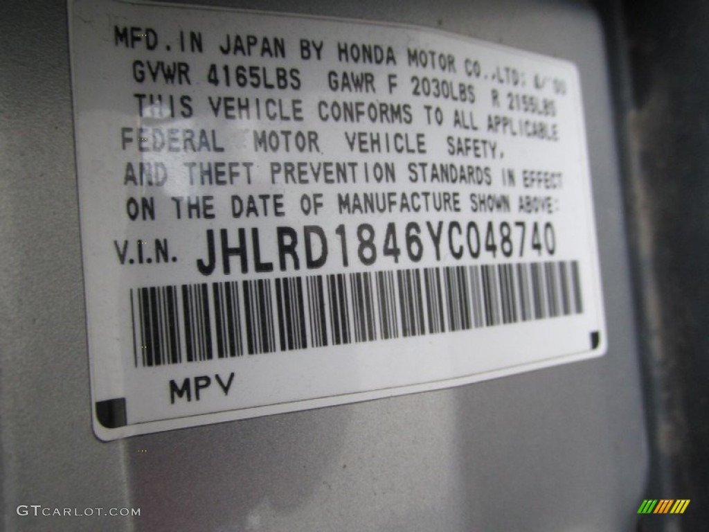 2000 CR-V LX 4WD - Sebring Silver Metallic / Dark Gray photo #9
