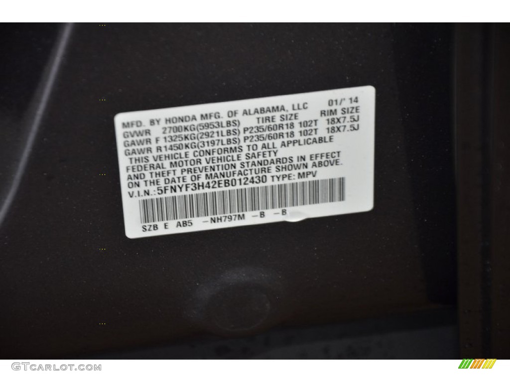 2014 Pilot EX - Modern Steel Metallic / Gray photo #30