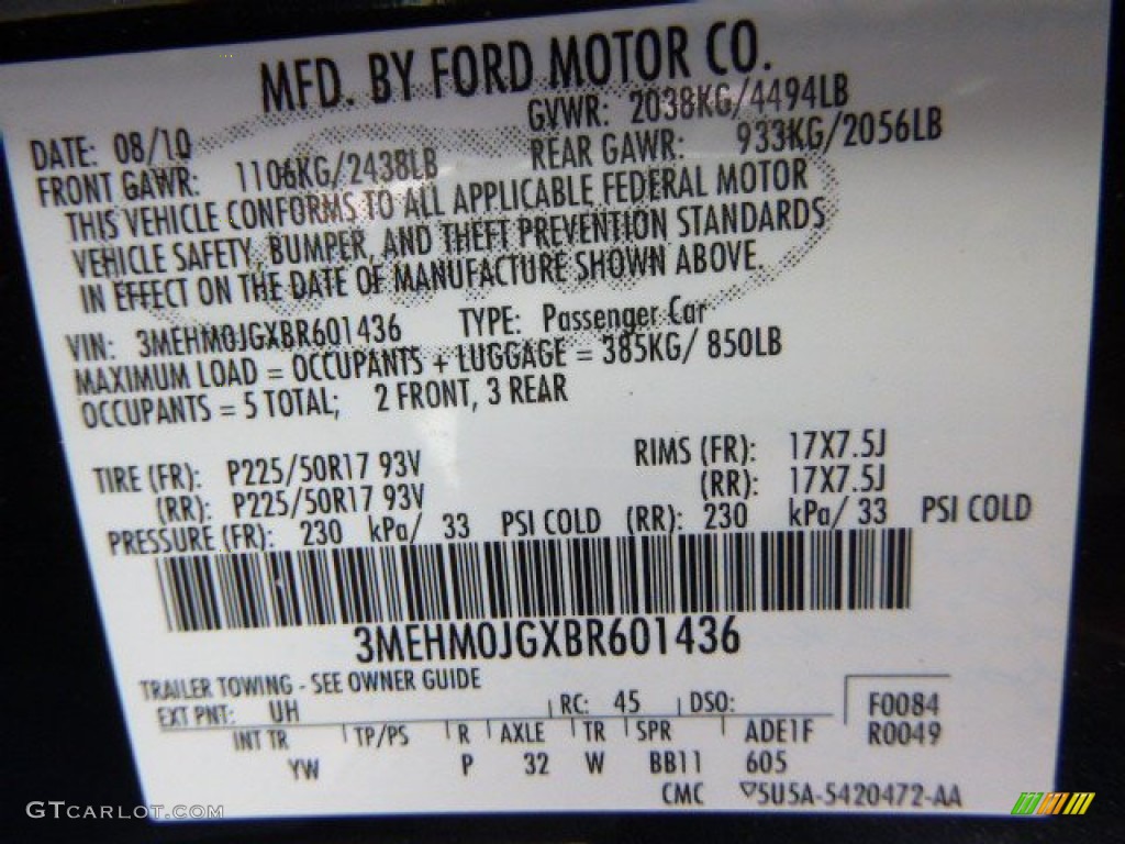 2011 Milan V6 Premier - Tuxedo Black Metallic / Dark Charcoal photo #24