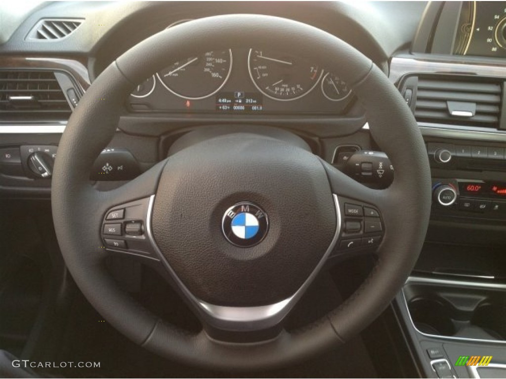 2014 BMW 3 Series 328i Sedan Black Steering Wheel Photo #90292288