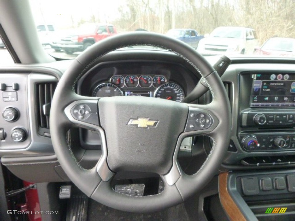 2014 Chevrolet Silverado 1500 LTZ Double Cab 4x4 Jet Black Steering Wheel Photo #90293731