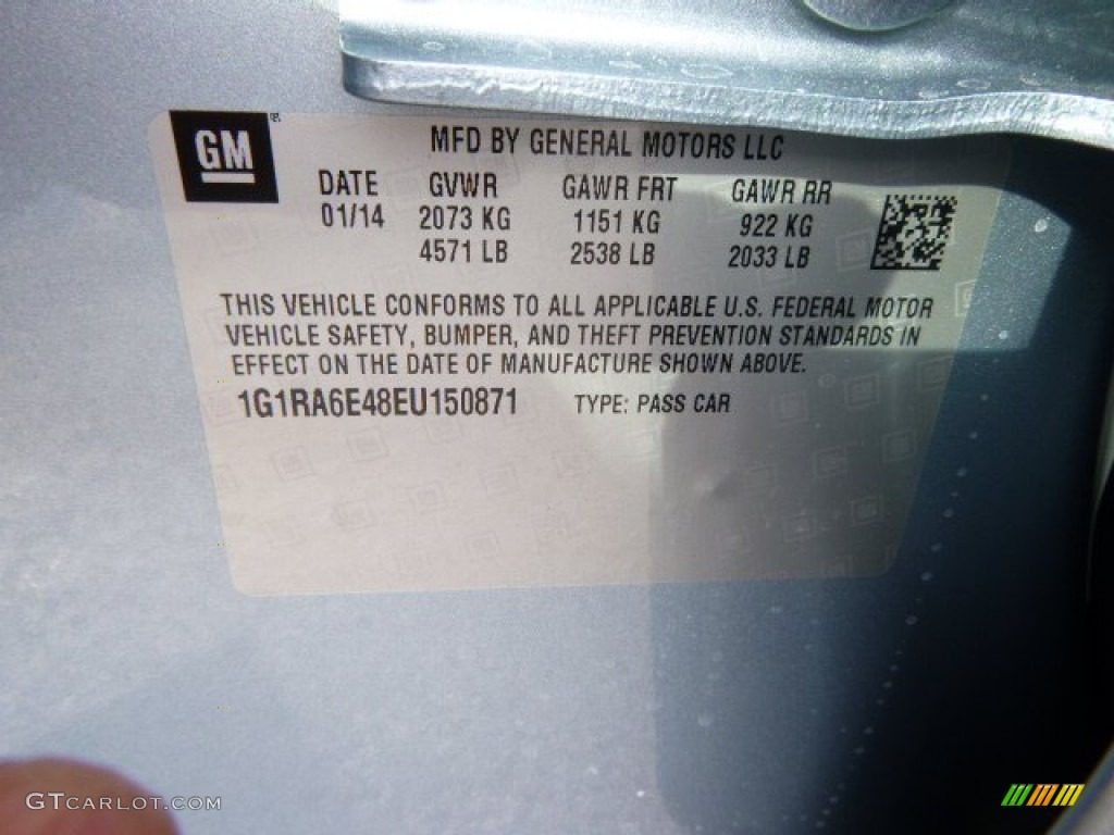 2014 Chevrolet Volt Standard Volt Model Info Tag Photos