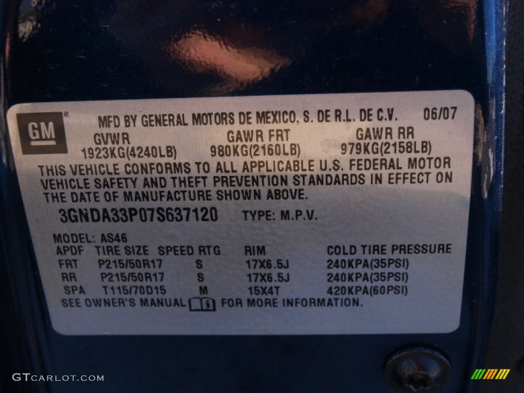 2007 HHR LT - Imperial Blue Metallic / Ebony Black photo #16