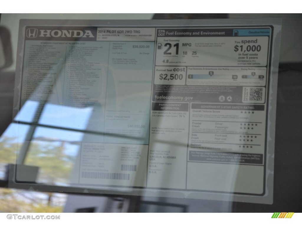 2014 Pilot Touring - Modern Steel Metallic / Gray photo #9