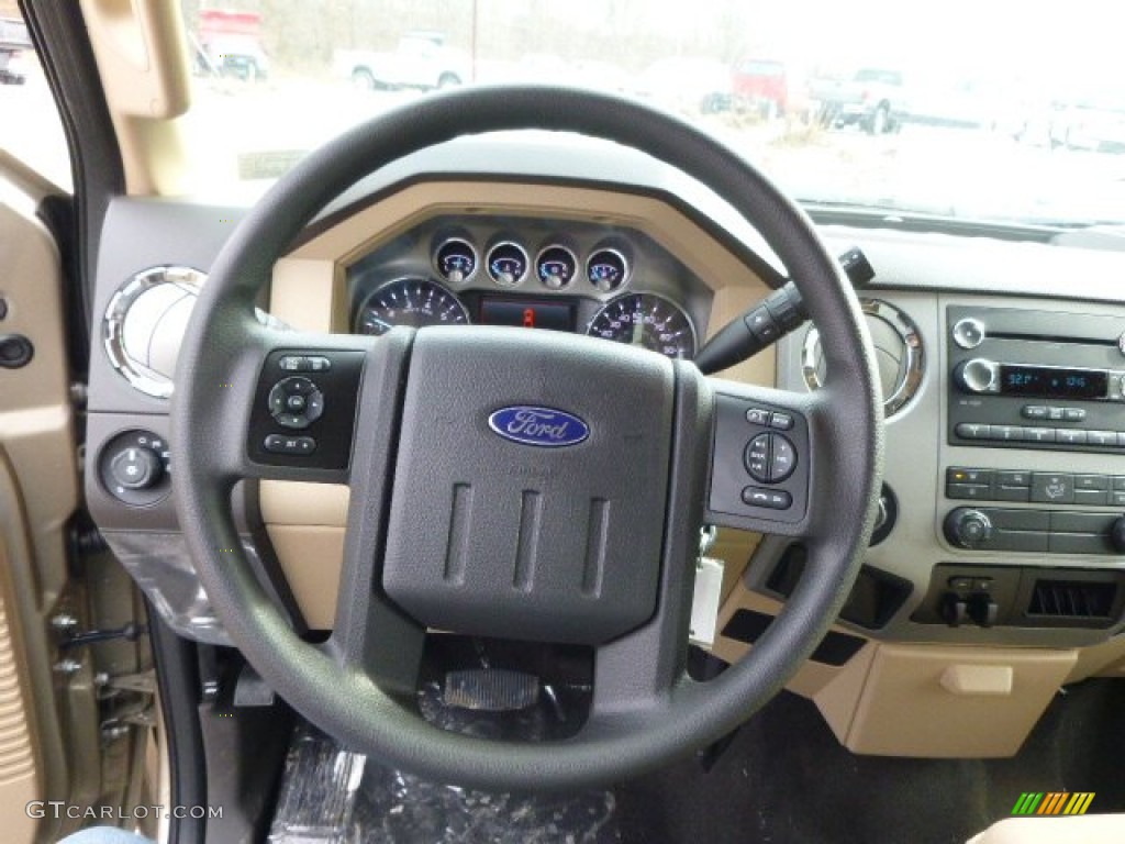 2014 Ford F250 Super Duty XLT SuperCab 4x4 Adobe Steering Wheel Photo #90308946