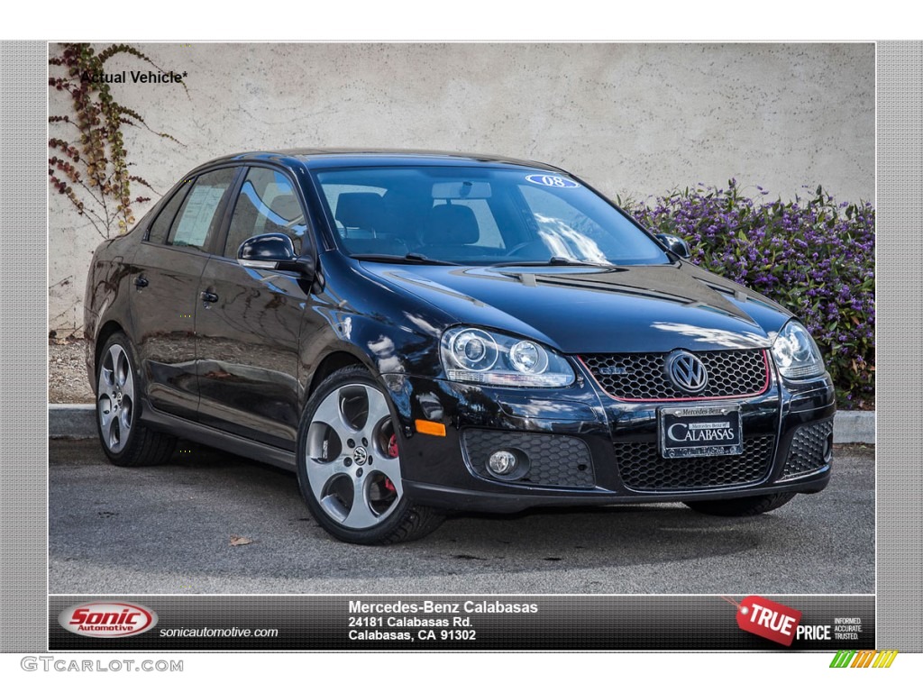 2008 GLI Sedan - Deep Black Metallic / Interlagos Plaid Cloth photo #1