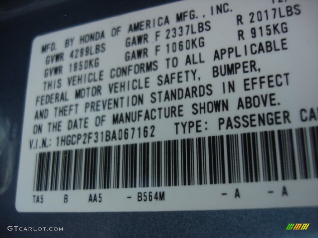 2011 Accord LX Sedan - Celestial Blue Metallic / Black photo #26