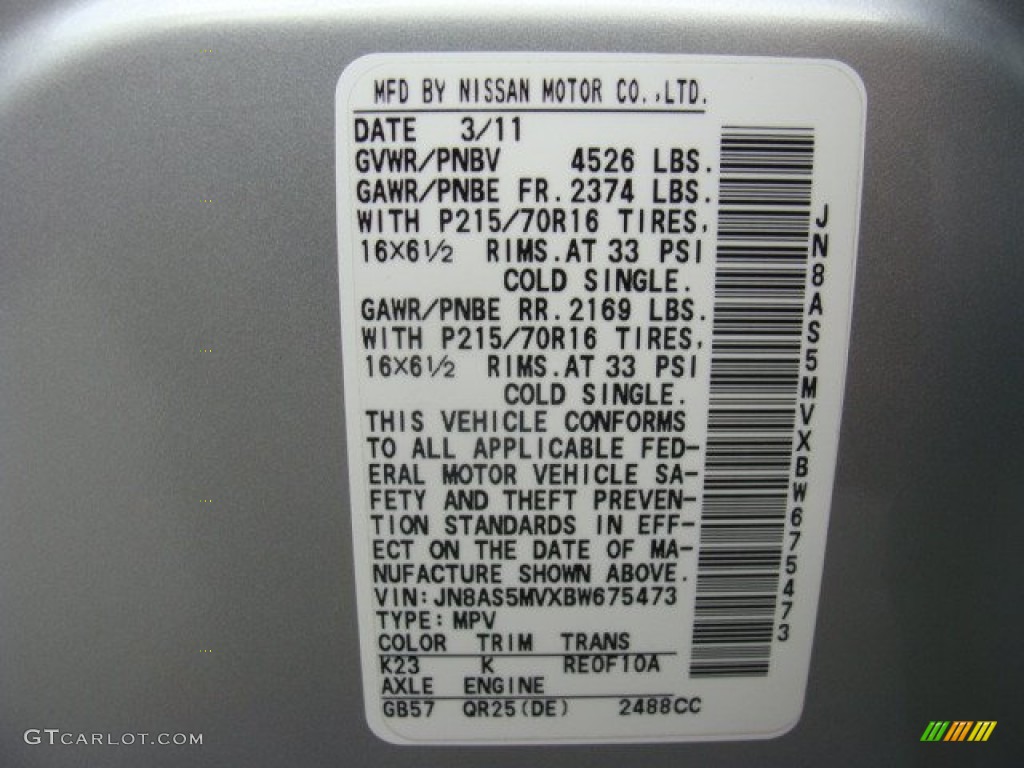 2011 Rogue S AWD - Silver Ice Metallic / Gray photo #22
