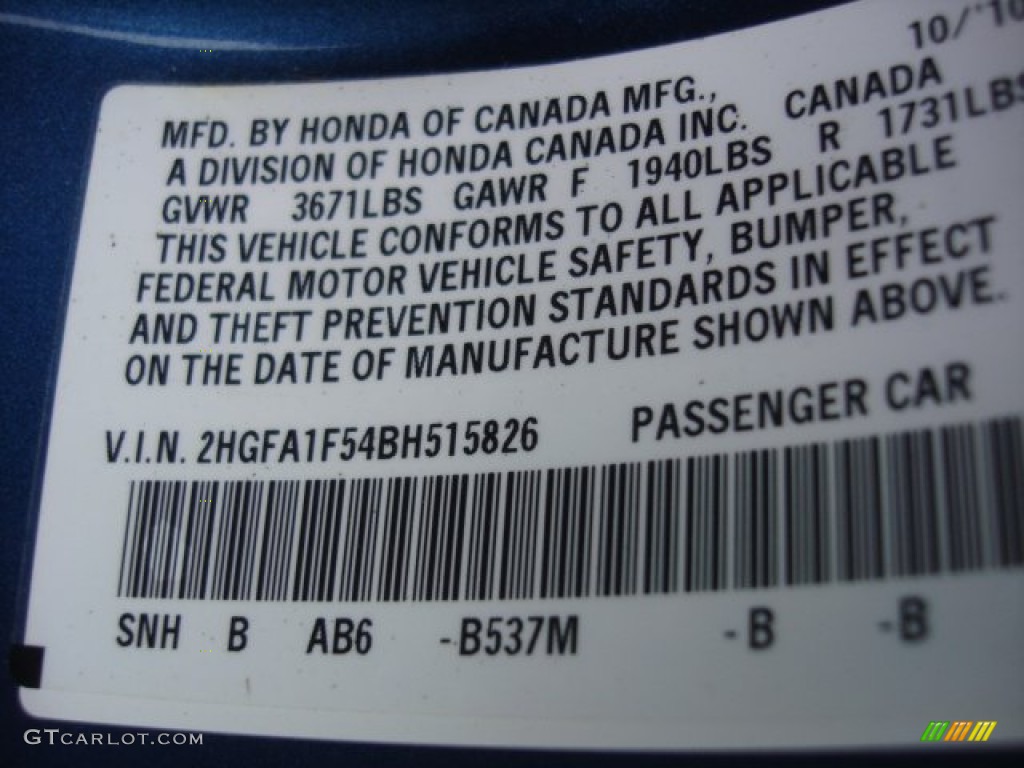 2011 Civic LX Sedan - Atomic Blue Metallic / Gray photo #25