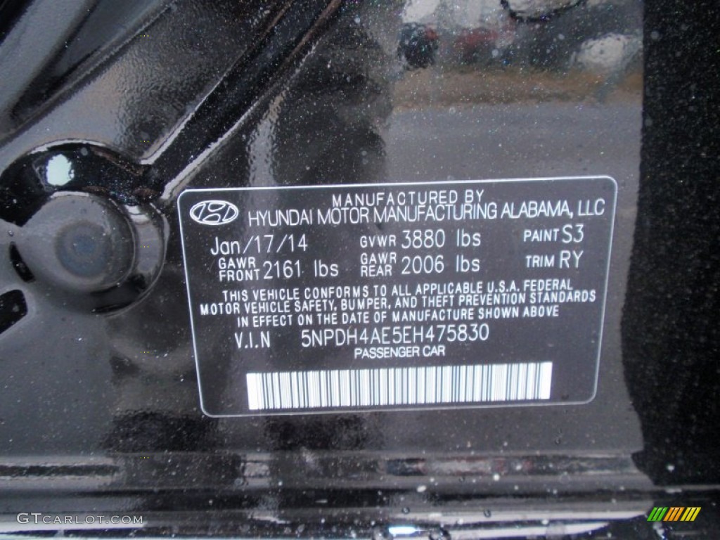 2014 Elantra Limited Sedan - Black / Black photo #35