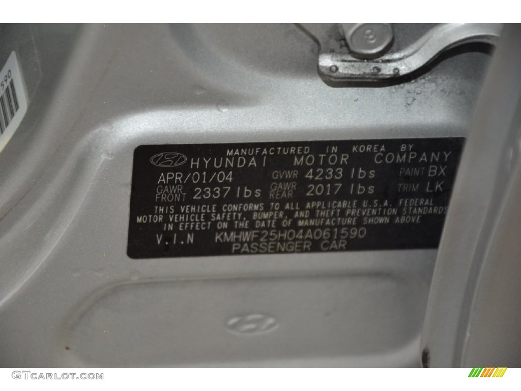 2004 Sonata V6 - Brilliant Silver / Black photo #31