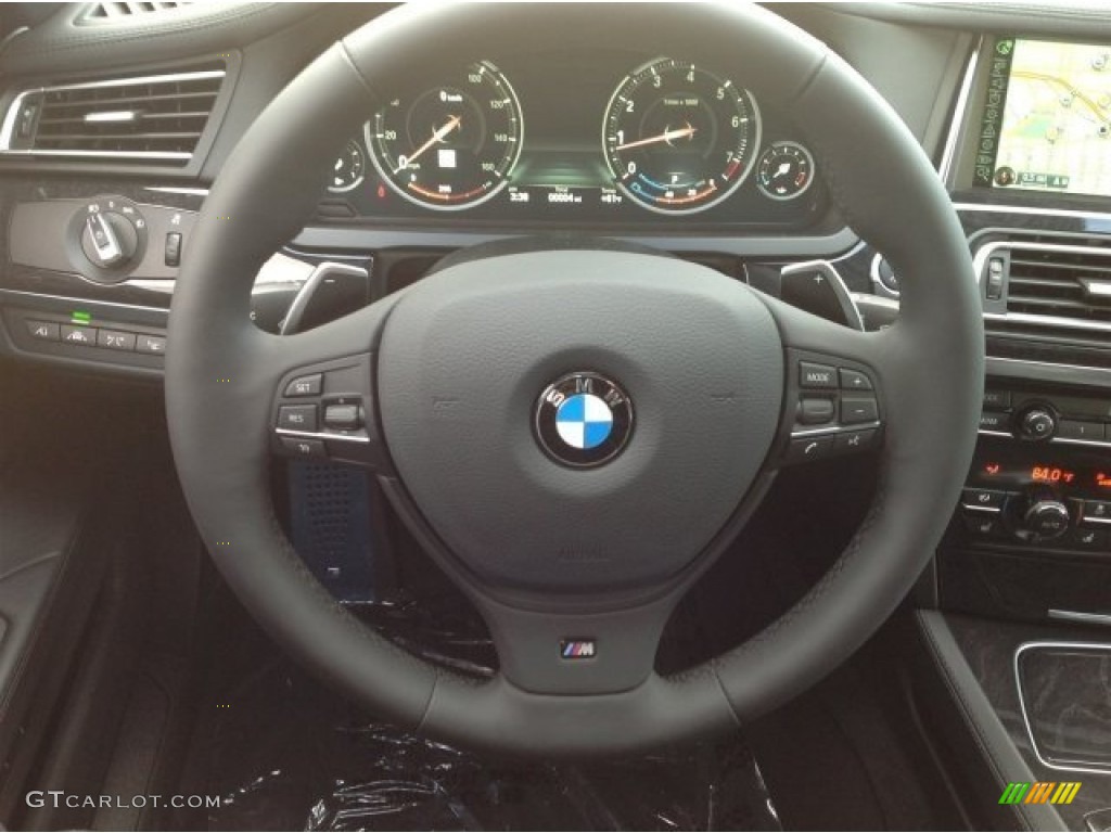2014 BMW 7 Series 750Li Sedan Black Steering Wheel Photo #90334776