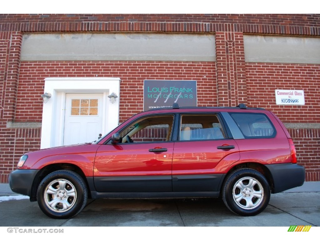 2005 Forester 2.5 X - Cayenne Red Pearl / Beige photo #1
