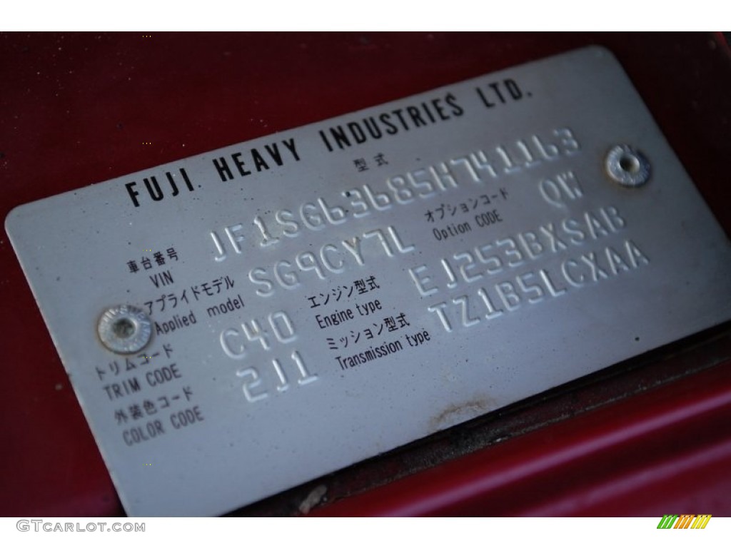 2005 Subaru Forester 2.5 X Info Tag Photo #90342560